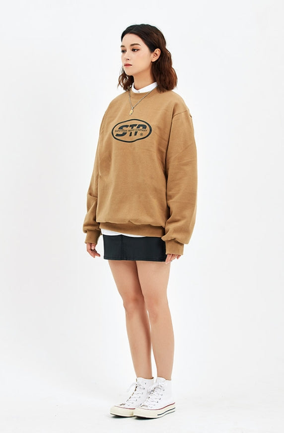 セイントペイン(SAINTPAIN) SP ELLIPSE LOGO CREW NECK-BROWN