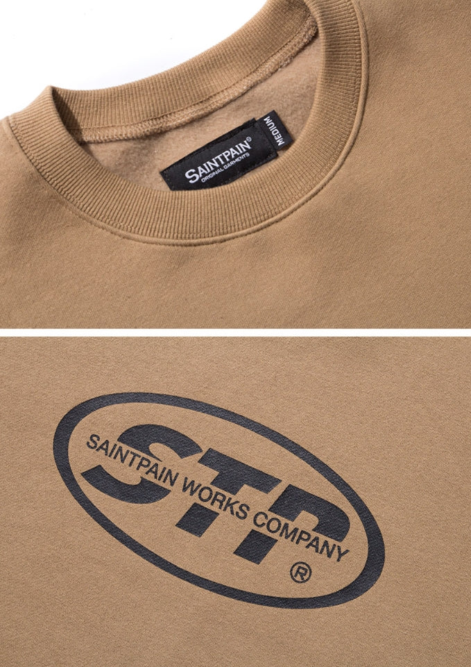 セイントペイン(SAINTPAIN) SP ELLIPSE LOGO CREW NECK-BROWN