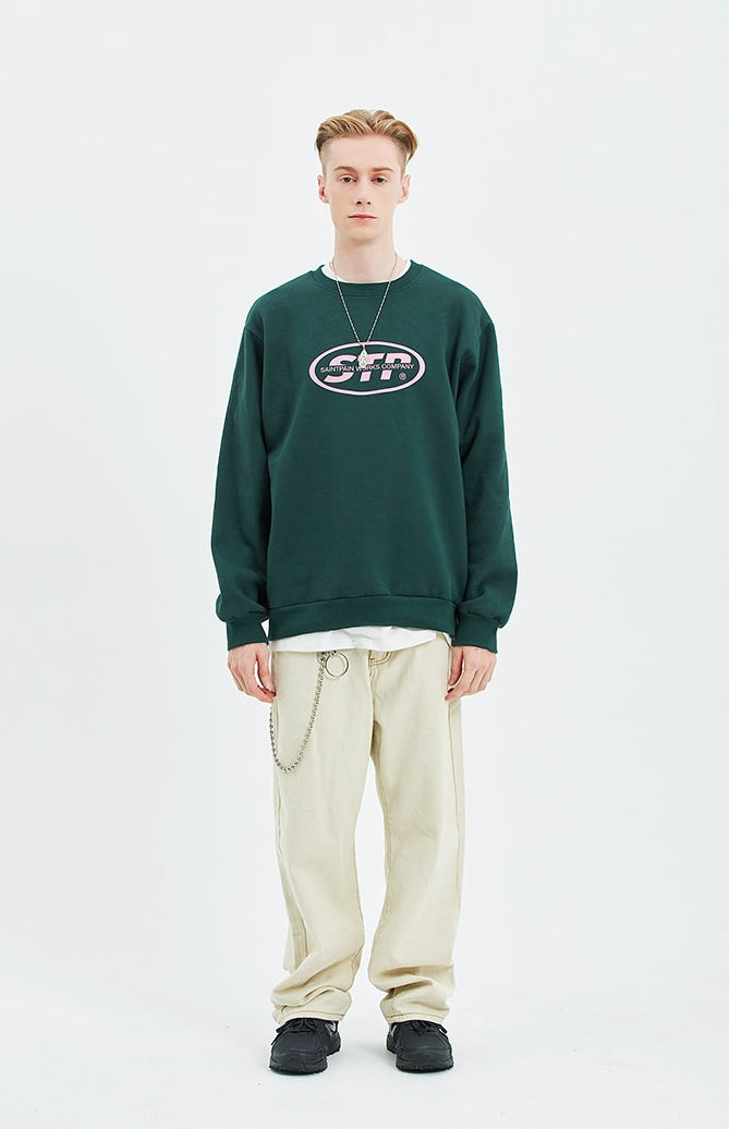 セイントペイン(SAINTPAIN)SP ELLIPSE LOGO CREW NECK-GREEN