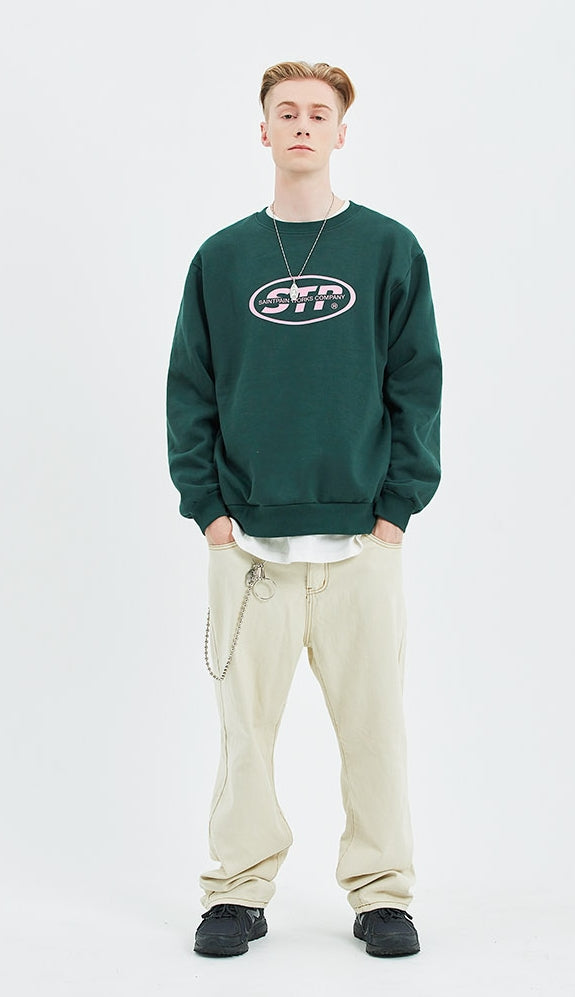 セイントペイン(SAINTPAIN)SP ELLIPSE LOGO CREW NECK-GREEN