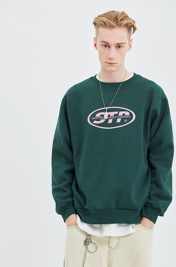 セイントペイン(SAINTPAIN)SP ELLIPSE LOGO CREW NECK-GREEN