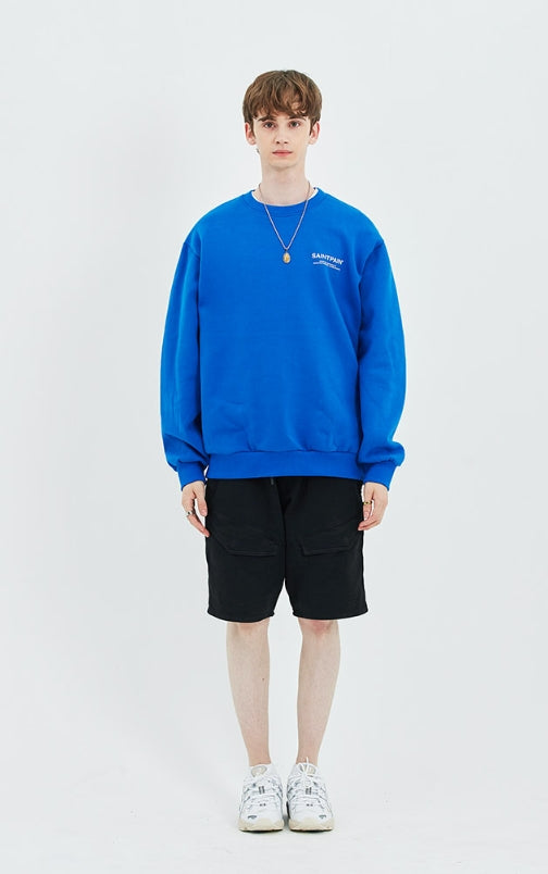 セイントペイン(SAINTPAIN)SP VARIATION LOGO CREW NECK-BLUE