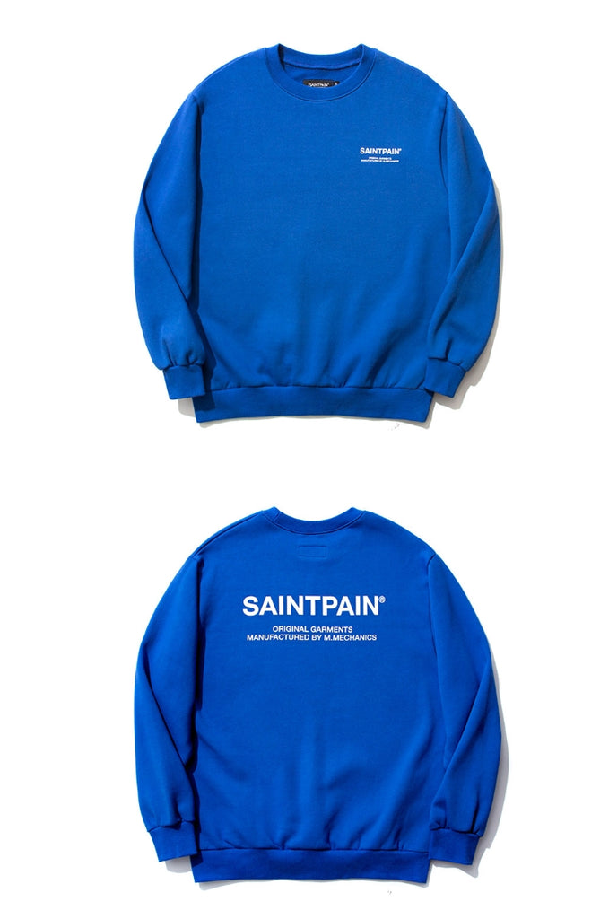 セイントペイン(SAINTPAIN)SP VARIATION LOGO CREW NECK-BLUE