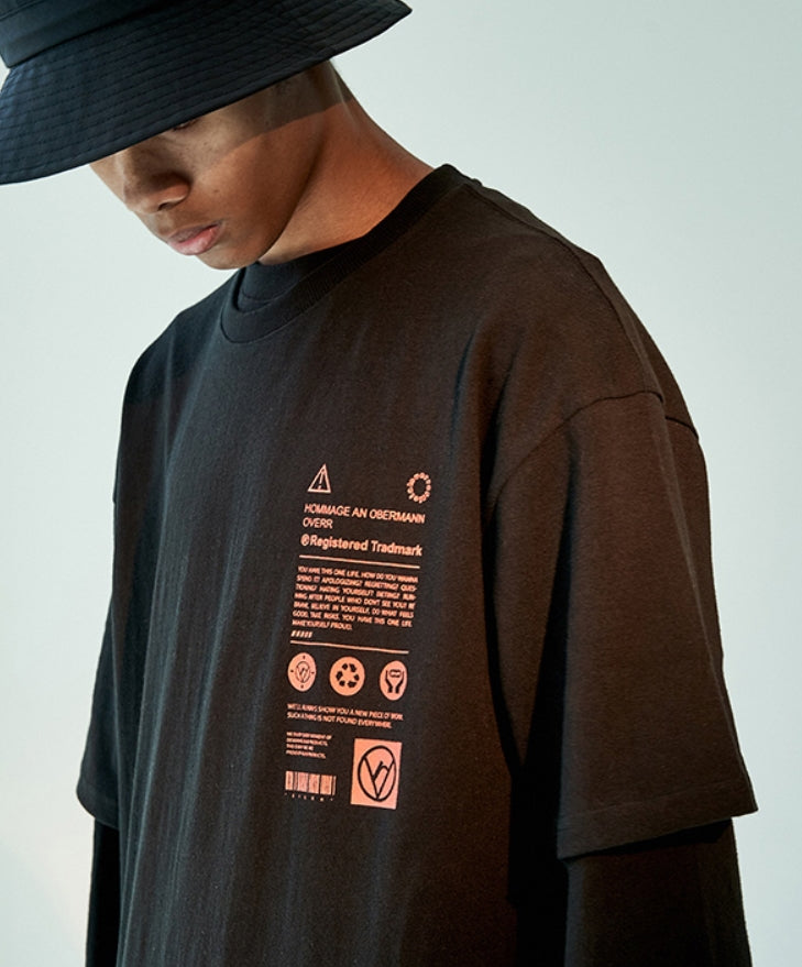 オベルー(OVERR) 19FW MANUAL PRINTING BLACK TEE
