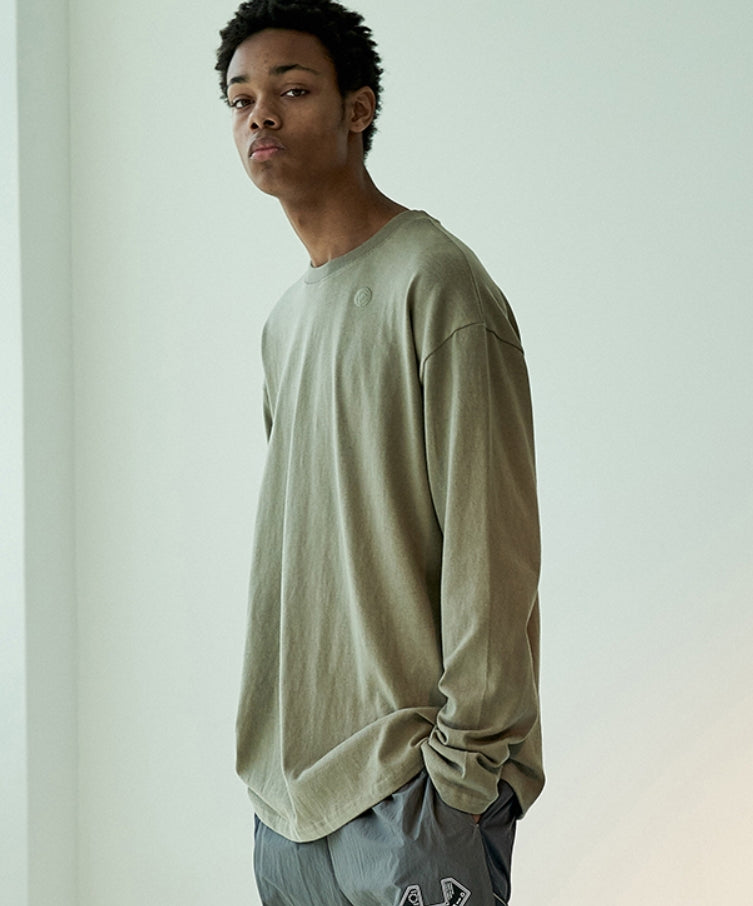 オベルー(OVERR)19FW OVR LOGO KHAKI L/S TEE