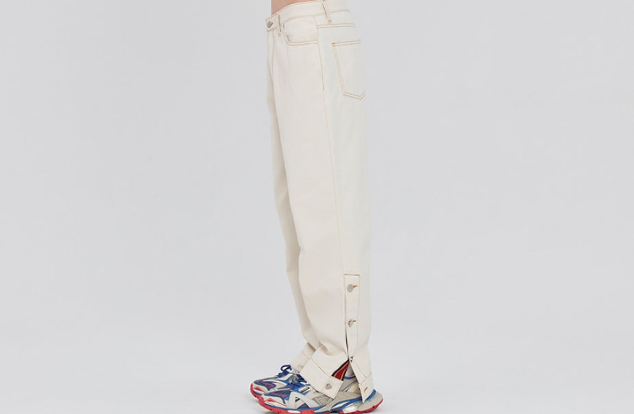 ロマンティッククラウン(ROMANTIC CROWN)SIDE CUT BUTTON PANTS_OATMEAL