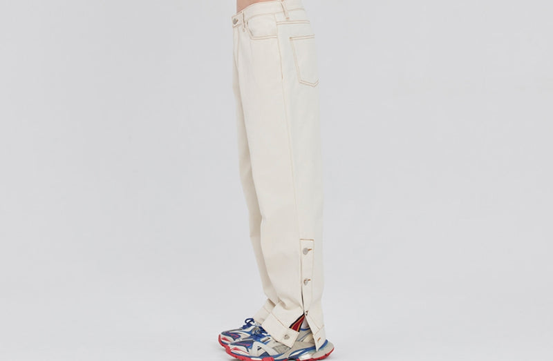 ロマンティッククラウン(ROMANTIC CROWN)SIDE CUT BUTTON PANTS_OATMEAL