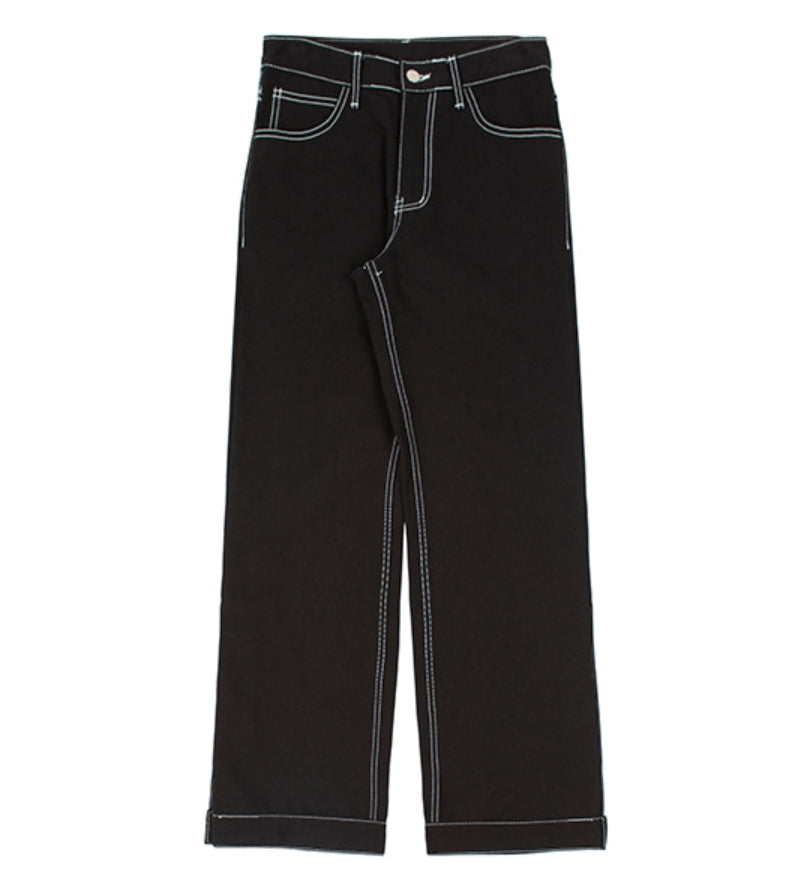 ロマンティッククラウン(ROMANTIC CROWN)  SIDE CUT BUTTON PANTS_BLACK