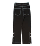ロマンティッククラウン(ROMANTIC CROWN)  SIDE CUT BUTTON PANTS_BLACK