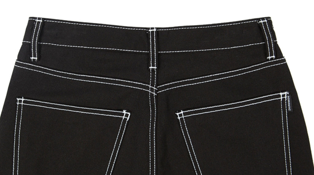 ロマンティッククラウン(ROMANTIC CROWN)  SIDE CUT BUTTON PANTS_BLACK