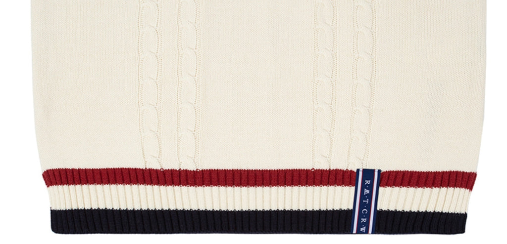 ロマンティッククラウン(ROMANTIC CROWN)V NECK CABLE KNIT VEST_OATMEAL