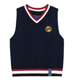 ロマンティッククラウン(ROMANTIC CROWN)V NECK CABLE KNIT VEST_NAVY