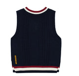 ロマンティッククラウン(ROMANTIC CROWN)V NECK CABLE KNIT VEST_NAVY