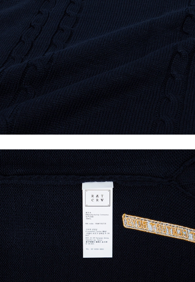 ロマンティッククラウン(ROMANTIC CROWN)V NECK CABLE KNIT VEST_NAVY