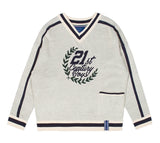 ロマンティッククラウン(ROMANTIC CROWN) 21C BOYS V NECK KNIT_OATMEAL