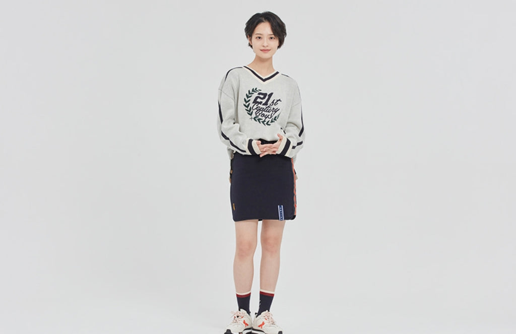 ロマンティッククラウン(ROMANTIC CROWN) 21C BOYS V NECK KNIT_OATMEAL