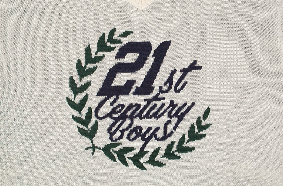 ロマンティッククラウン(ROMANTIC CROWN) 21C BOYS V NECK KNIT_OATMEAL