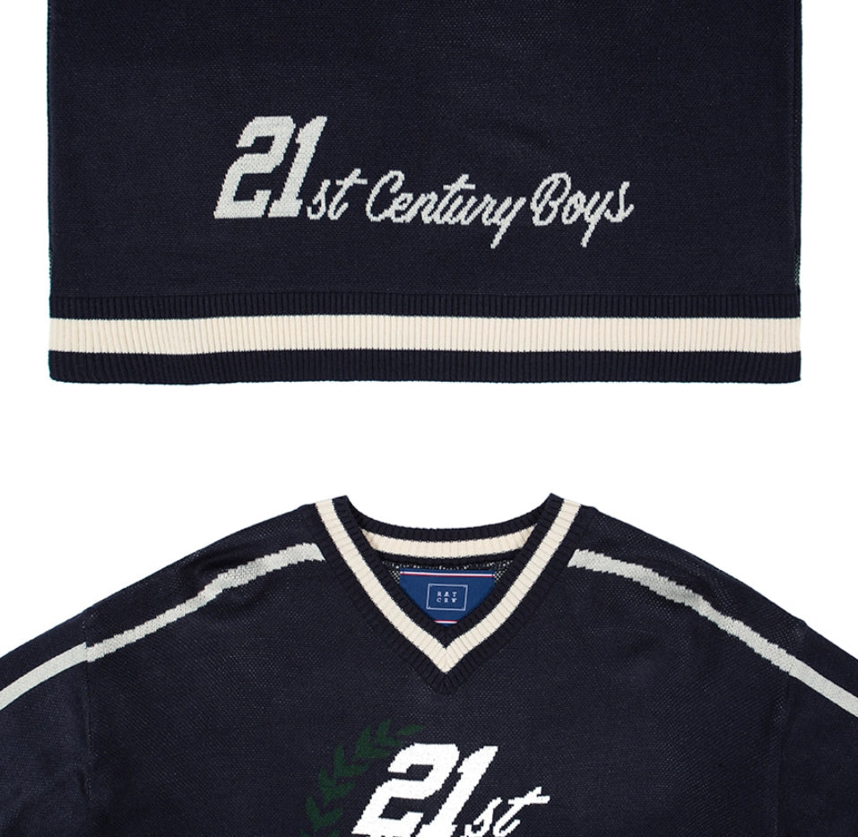 ロマンティッククラウン(ROMANTIC CROWN)21C BOYS V NECK KNIT_NAVY