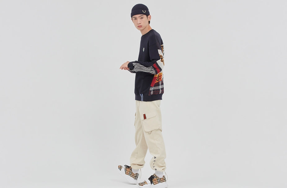 ロマンティッククラウン(ROMANTIC CROWN)21C BOYS JACQUARD CREW NECK_NAVY