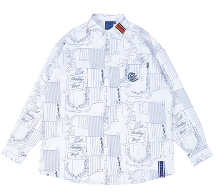ロマンティッククラウン(ROMANTIC CROWN)OUTLINE GRAPHIC SHIRT_WHITE