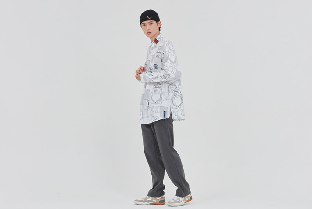 ロマンティッククラウン(ROMANTIC CROWN)OUTLINE GRAPHIC SHIRT_WHITE