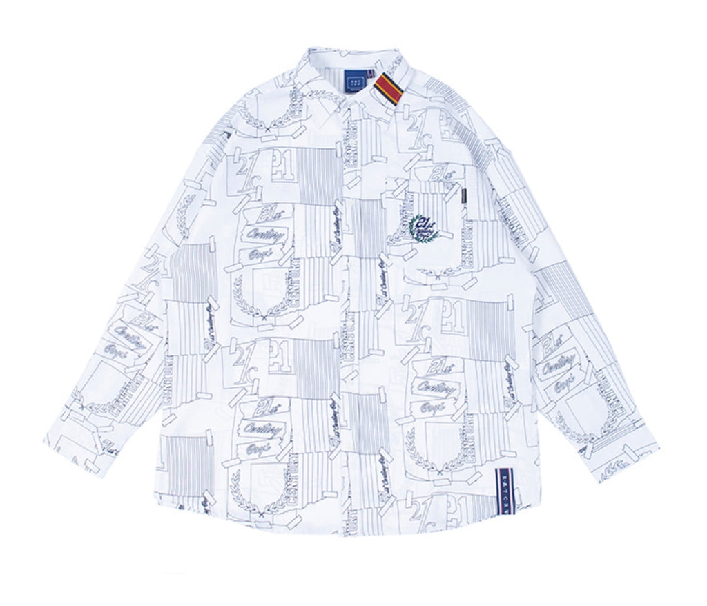 ロマンティッククラウン(ROMANTIC CROWN)OUTLINE GRAPHIC SHIRT_WHITE