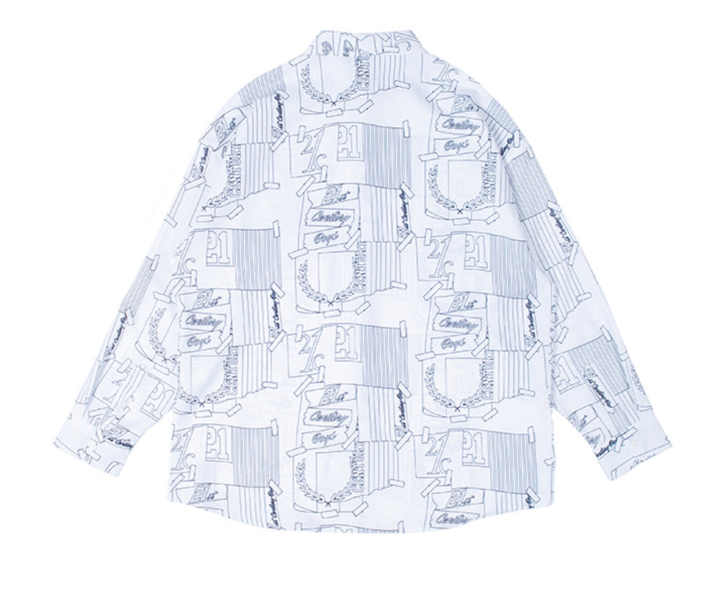 ロマンティッククラウン(ROMANTIC CROWN)OUTLINE GRAPHIC SHIRT_WHITE
