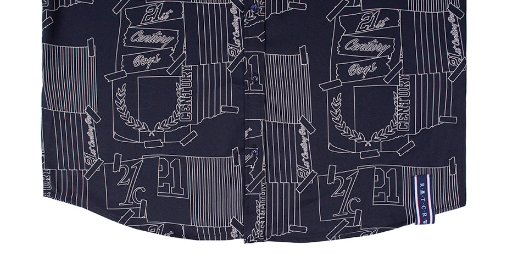 ロマンティッククラウン(ROMANTIC CROWN)OUTLINE GRAPHIC SHIRT_NAVY