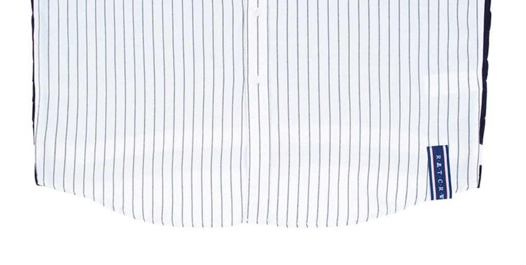 ロマンティッククラウン(ROMANTIC CROWN)STRIPED REVERSE KNIT SHIRT_WHITE