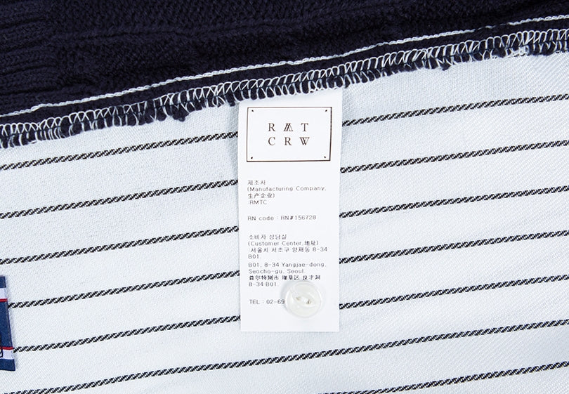 ロマンティッククラウン(ROMANTIC CROWN)STRIPED REVERSE KNIT SHIRT_WHITE