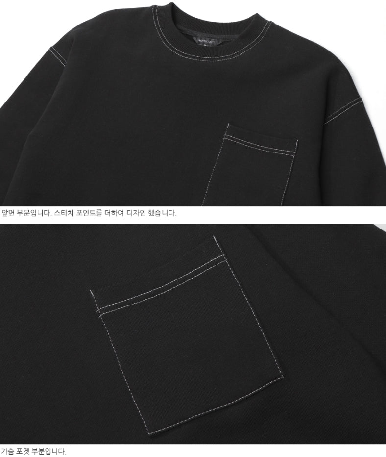 ダブルユーブイプロジェクト(WV PROJECT) SPORTY STITCH SWEATSHIR BLACK  JSMT7319
