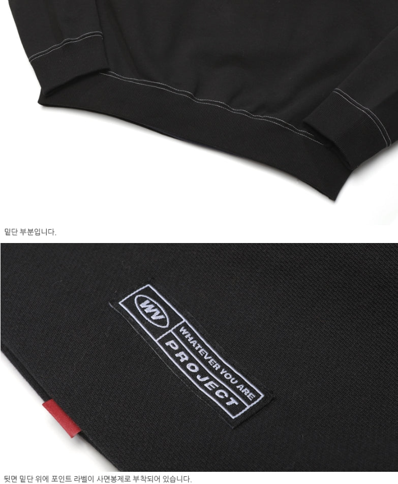 ダブルユーブイプロジェクト(WV PROJECT) SPORTY STITCH SWEATSHIR BLACK  JSMT7319