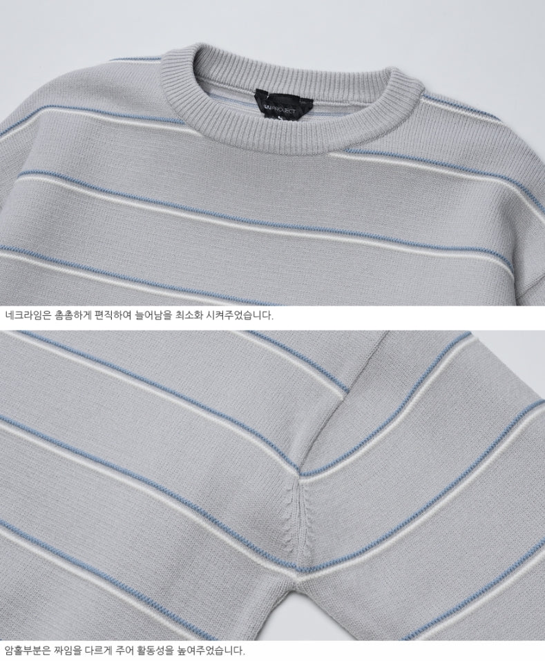 ダブルユーブイプロジェクト(WV PROJECT)BLANC STRIPE KNIT GRAY MJKN7310