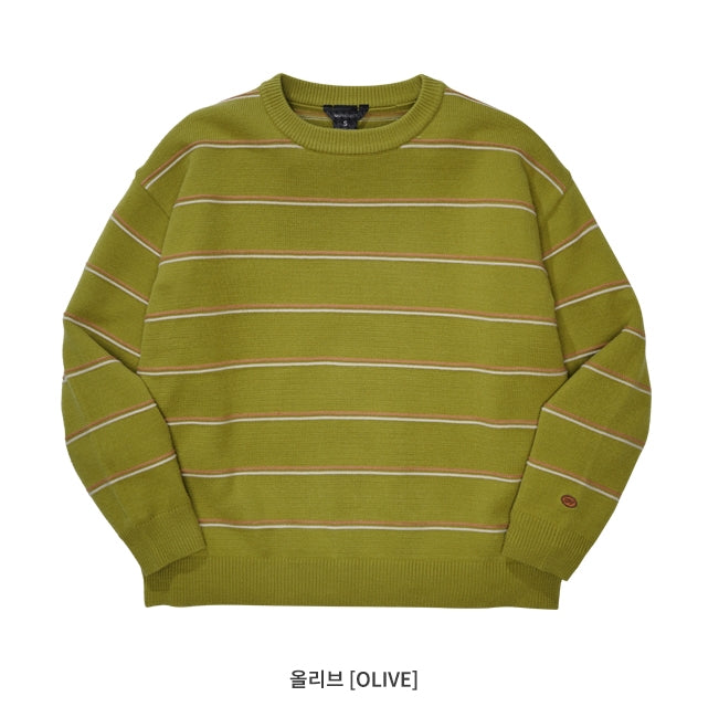 ダブルユーブイプロジェクト(WV PROJECT)BLANC STRIPE KNIT OLIVE MJKN7310