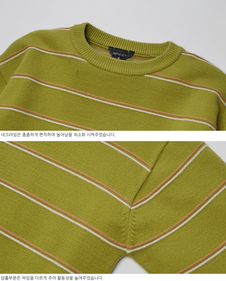ダブルユーブイプロジェクト(WV PROJECT)BLANC STRIPE KNIT OLIVE MJKN7310