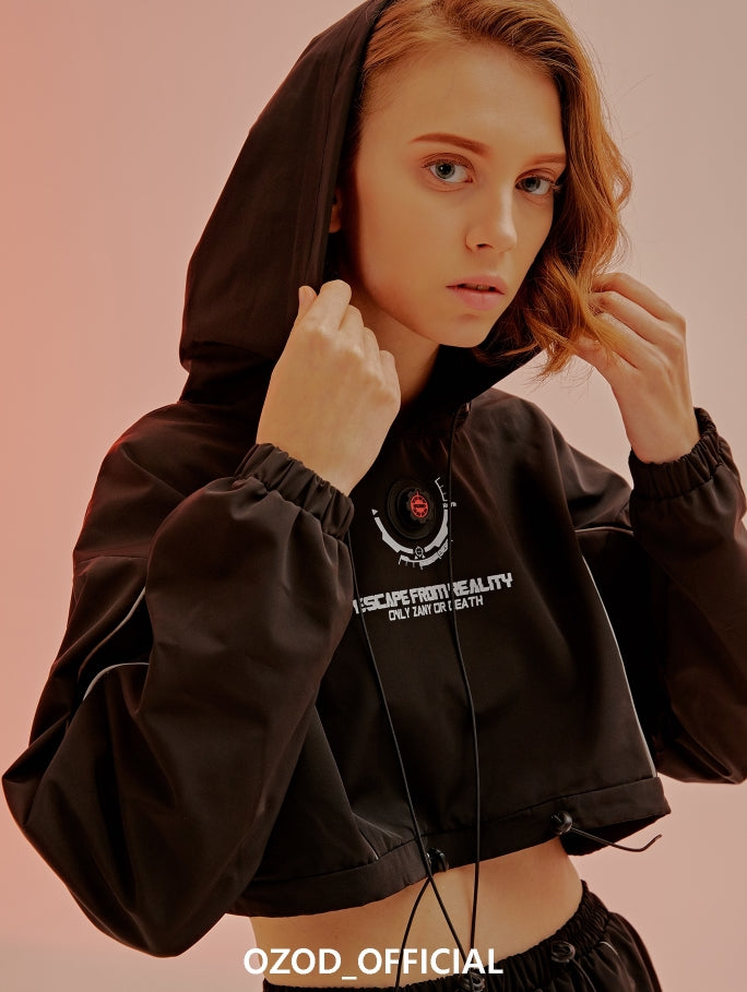 オージーオーディー(OZOD) LIGHT PIPING CROP HOODY