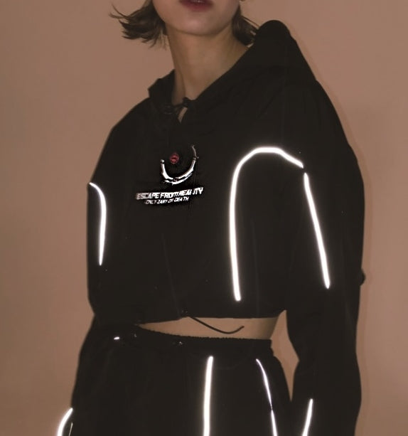 オージーオーディー(OZOD) LIGHT PIPING CROP HOODY