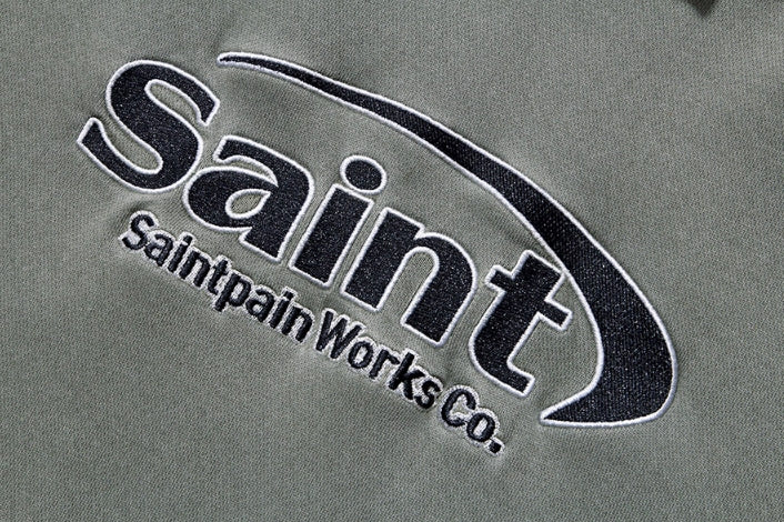 セイントペイン(SAINTPAIN)  SP SAINT LOGO PIGMENT HOOD-KHAKI