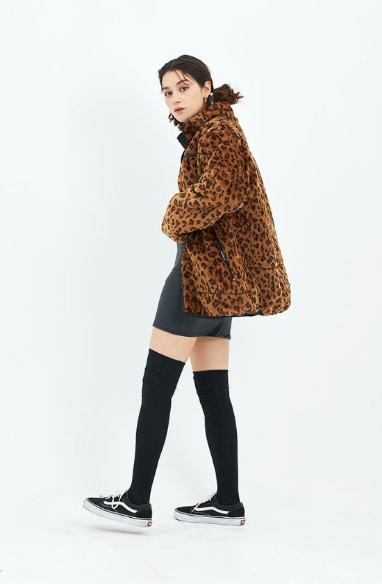セイントペイン(SAINTPAIN)  SP OG LOGO REVERSIBLE FLEECE JACKET-LEOPARD