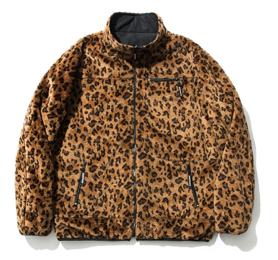 セイントペイン(SAINTPAIN)  SP OG LOGO REVERSIBLE FLEECE JACKET-LEOPARD