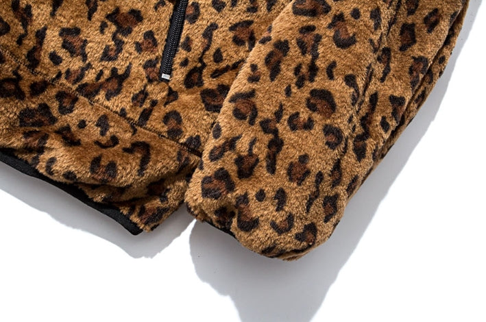 セイントペイン(SAINTPAIN)  SP OG LOGO REVERSIBLE FLEECE JACKET-LEOPARD