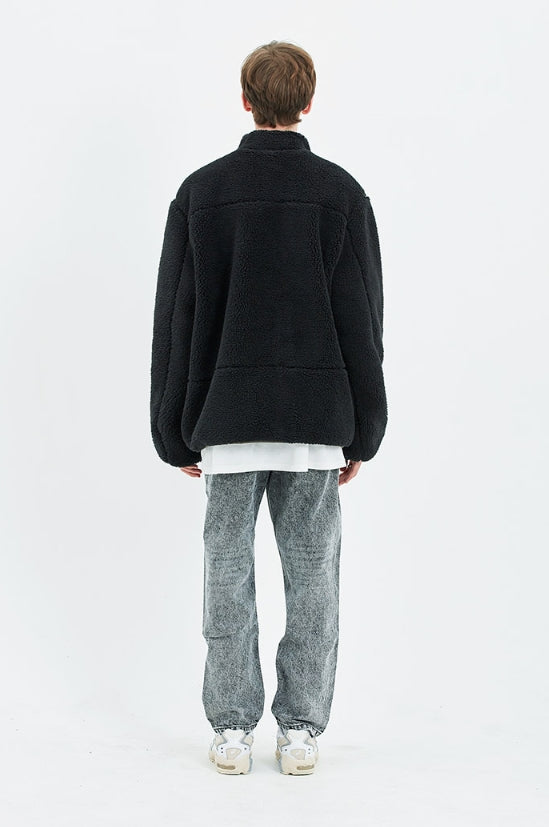 セイントペイン(SAINTPAIN)  SP OG LOGO REVERSIBLE FLEECE JACKET-BLACK