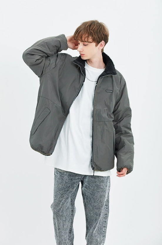 セイントペイン(SAINTPAIN)  SP OG LOGO REVERSIBLE FLEECE JACKET-BLACK