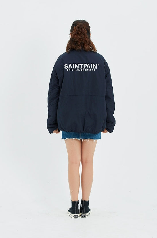 セイントペイン(SAINTPAIN)  SP OG LOGO REVERSIBLE FLEECE JACKET-WHITE