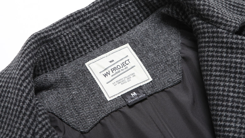 ダブルユーブイプロジェクト(WV PROJECT) THIN OVERFIT CHECK SINGLE COAT BLACK CHARCOAL MJOT7295