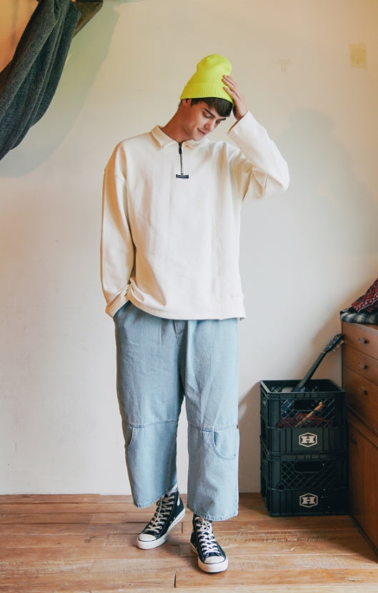 ダブルユーブイプロジェクト(WV PROJECT) COMBI HALF ZIPPER T-SHIRT CREAM JJLT7332
