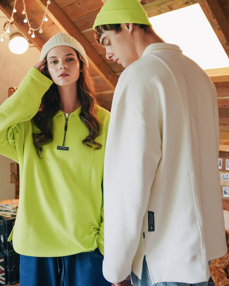 ダブルユーブイプロジェクト(WV PROJECT) COMBI HALF ZIPPER T-SHIRT CREAM JJLT7332