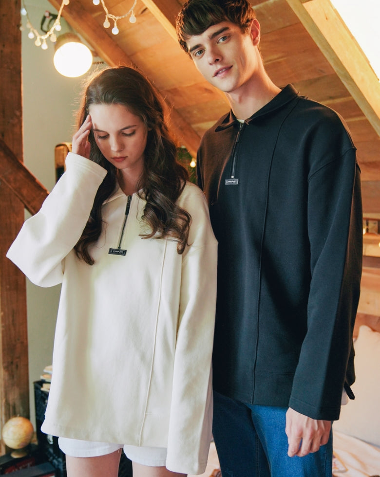 ダブルユーブイプロジェクト(WV PROJECT) COMBI HALF ZIPPER T-SHIRT CREAM JJLT7332