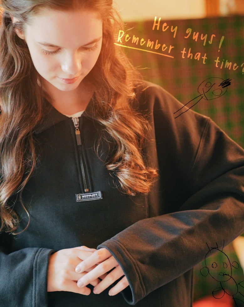 ダブルユーブイプロジェクト(WV PROJECT) COMBI HALF ZIPPER T-SHIRT BLACK JJLT7332
