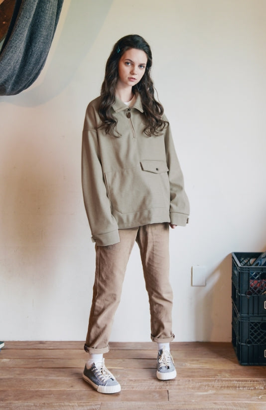 ダブルユーブイプロジェクト(WV PROJECT) Line Wool Anorak Beige MJOT7326